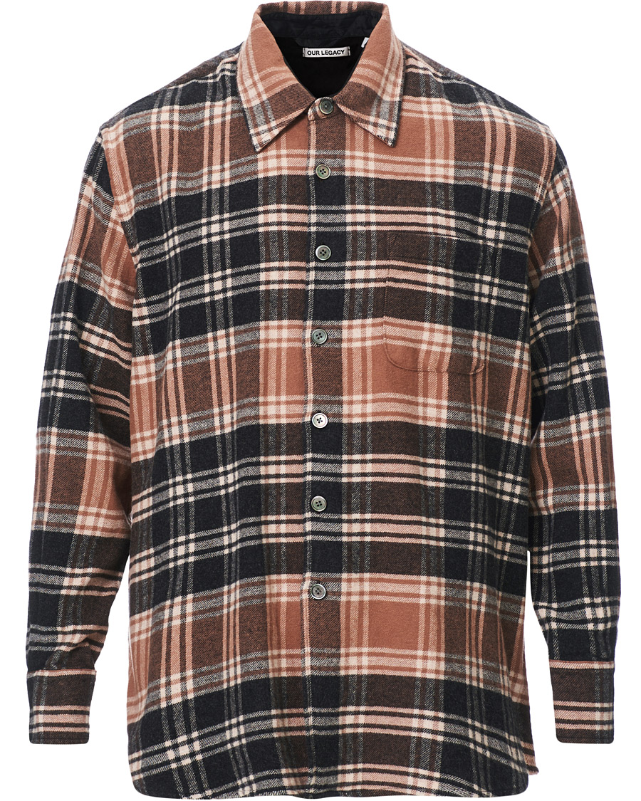 Herr | Skjortor | Our Legacy | Above Plaid Flannel Shirt Brown/Blue