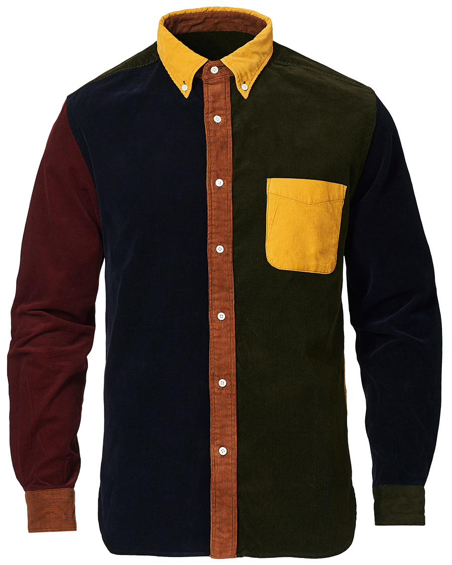 Herr | Skjortor | BEAMS PLUS | Corduroy Patchwork Button Down Shirt Yellow