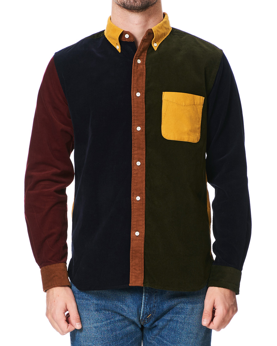 Herr | Skjortor | BEAMS PLUS | Corduroy Patchwork Button Down Shirt Yellow