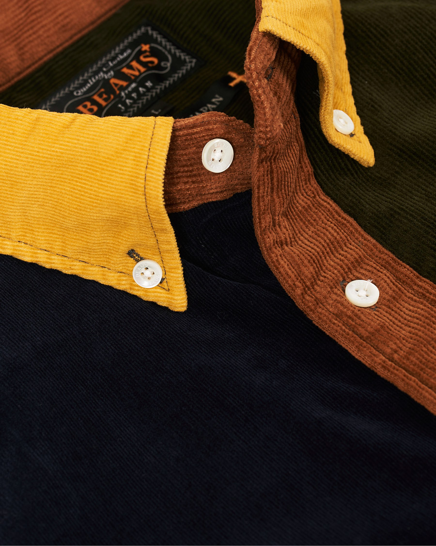 Herr | Skjortor | BEAMS PLUS | Corduroy Patchwork Button Down Shirt Yellow