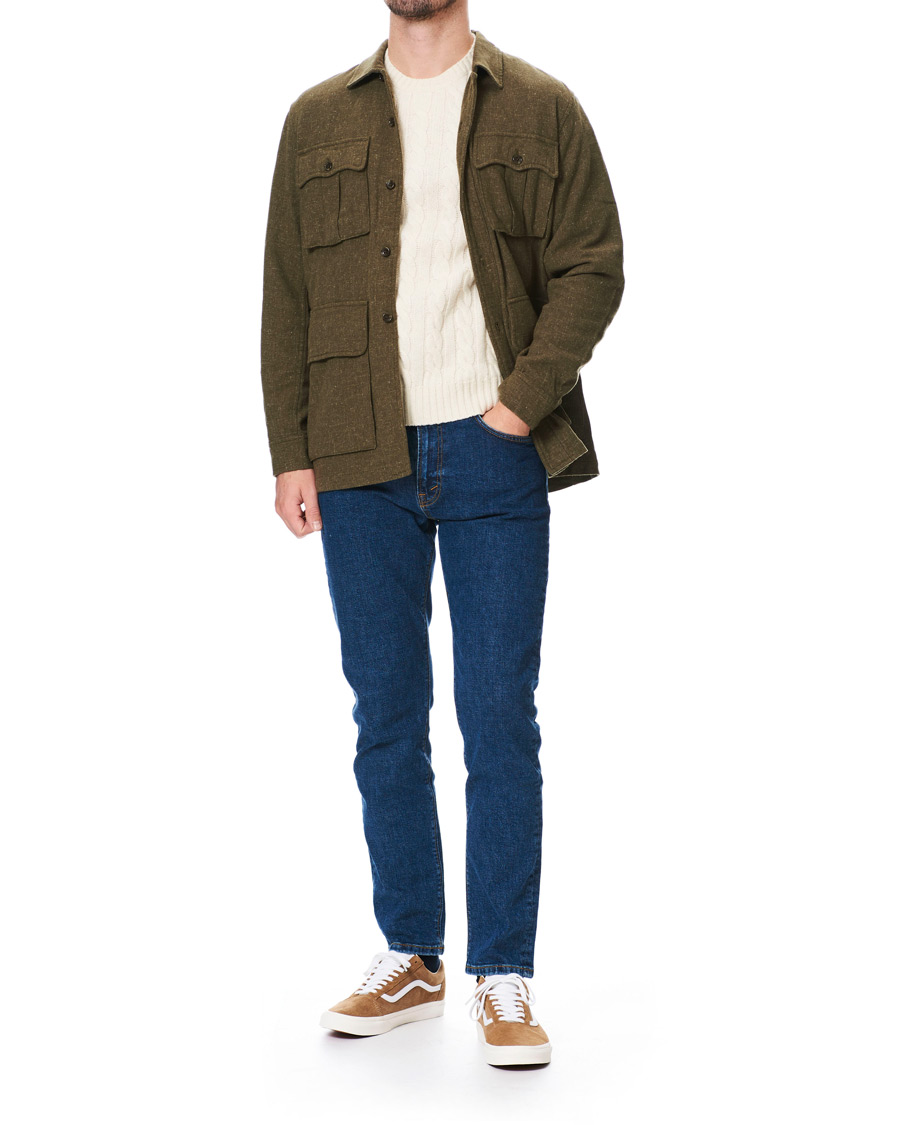 Herr | Tröjor | BEAMS PLUS | Crew Neck Cable Sweater White