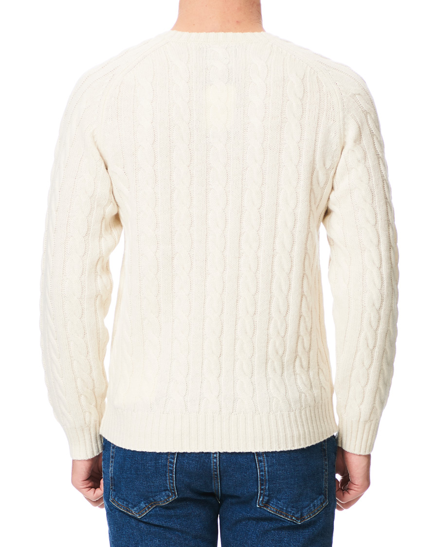 Herr | Tröjor | BEAMS PLUS | Crew Neck Cable Sweater White