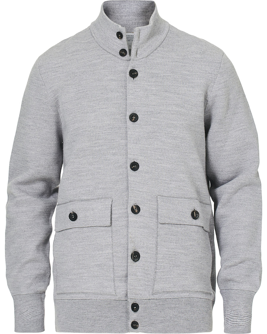 Herr | Tröjor | 14 Savile Row | Silk/Cashmere/Wool Cardigan Pale Grey