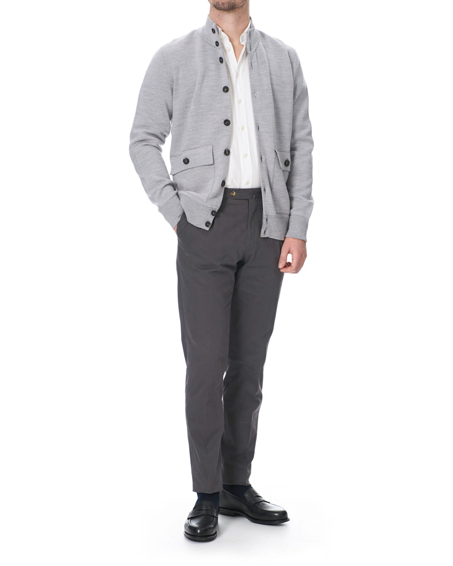 Herr | Tröjor | 14 Savile Row | Silk/Cashmere/Wool Cardigan Pale Grey