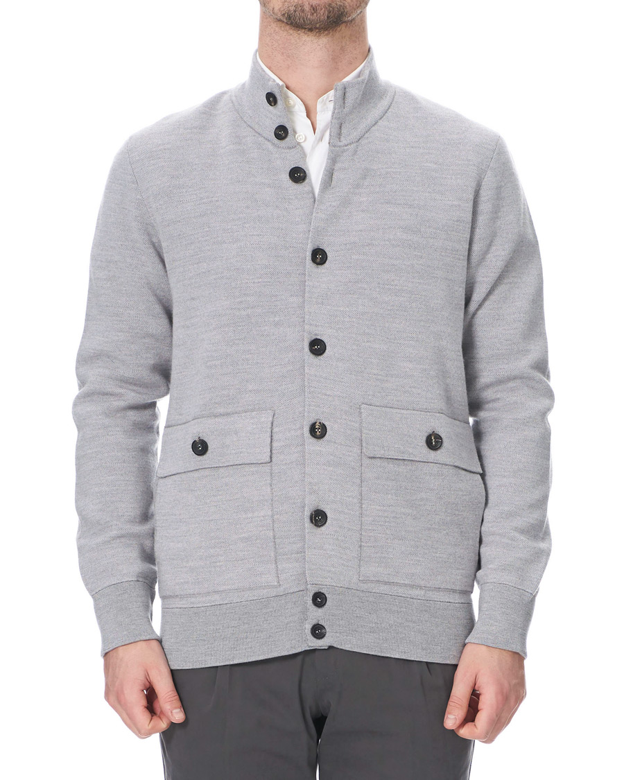 Herr | Tröjor | 14 Savile Row | Silk/Cashmere/Wool Cardigan Pale Grey