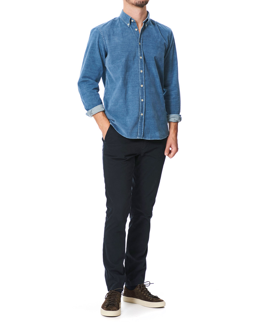 Herr | Skjortor | Hackett | Indigo Baby Cord Shirt Indigo