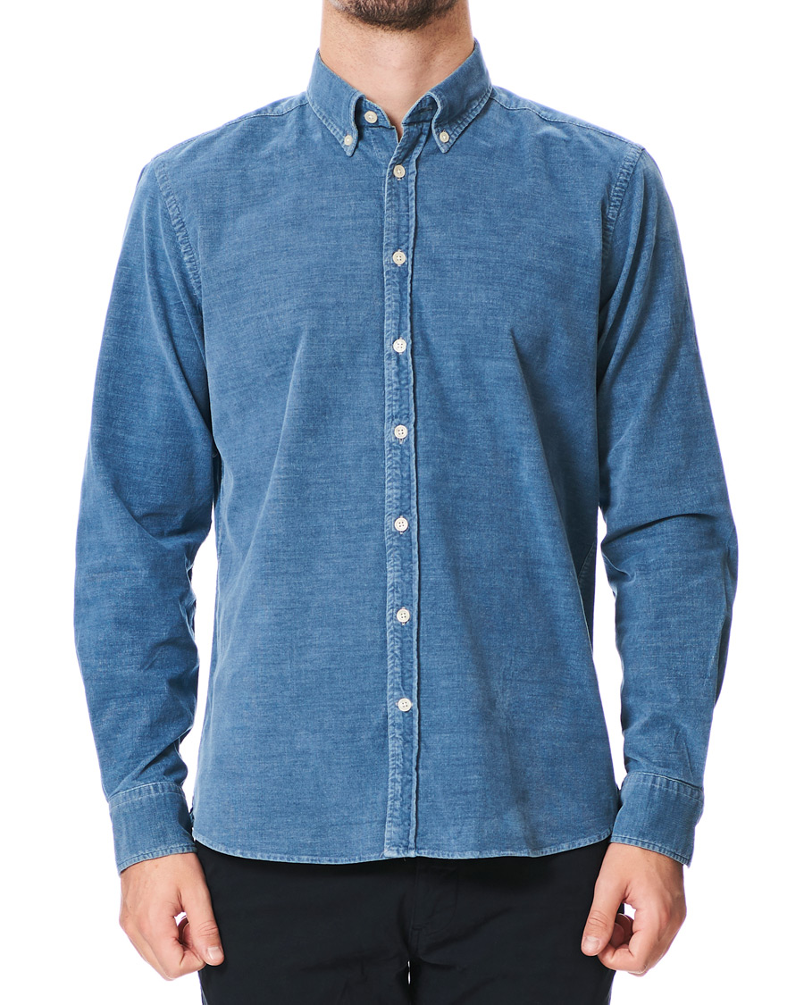 Herr | Skjortor | Hackett | Indigo Baby Cord Shirt Indigo