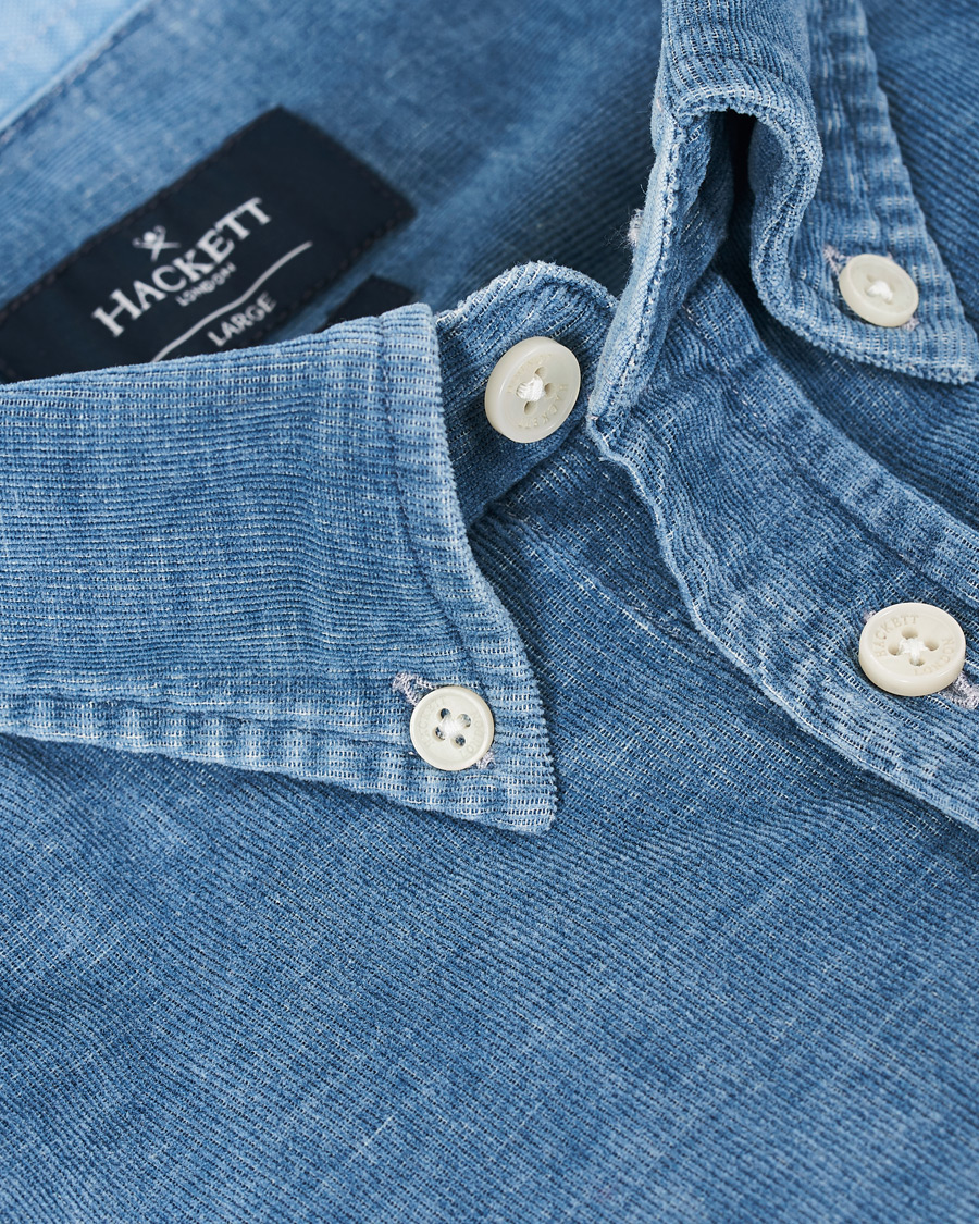 Herr | Skjortor | Hackett | Indigo Baby Cord Shirt Indigo