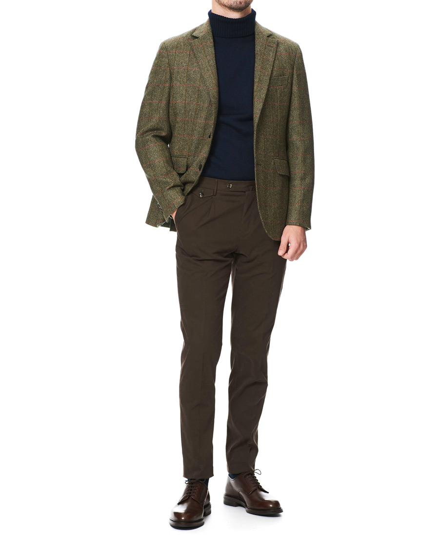 Herr | Kavajer | Hackett | Herringbone Checked Tweed Blazer Green