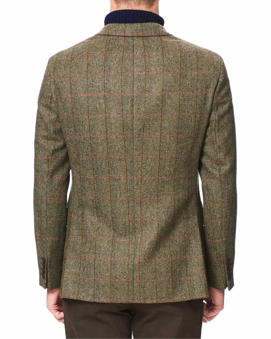 Herr | Kavajer | Hackett | Herringbone Checked Tweed Blazer Green