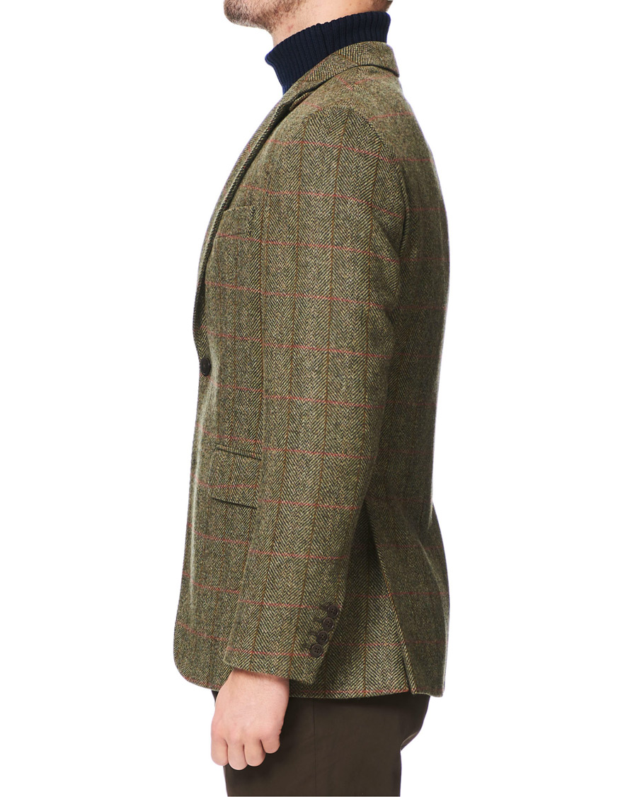 Herr | Kavajer | Hackett | Herringbone Checked Tweed Blazer Green