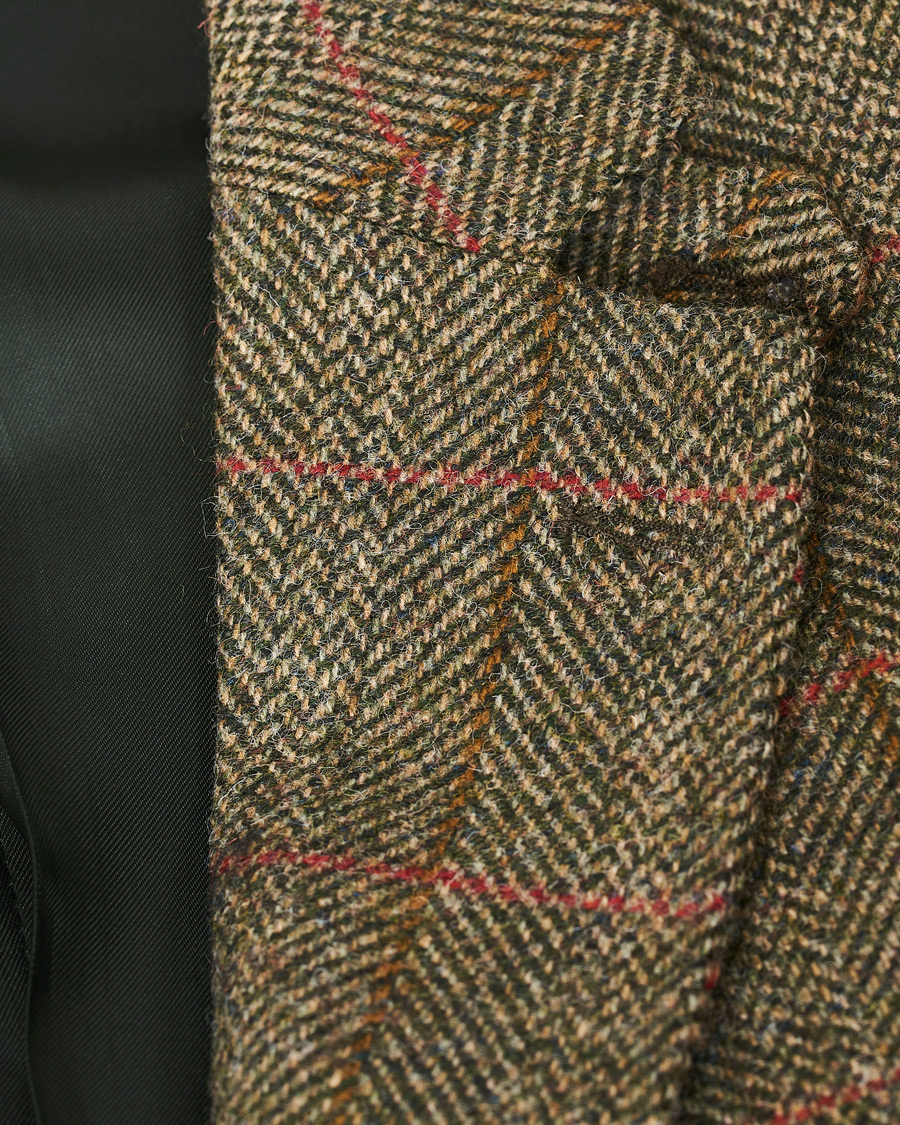 Herr | Kavajer | Hackett | Herringbone Checked Tweed Blazer Green