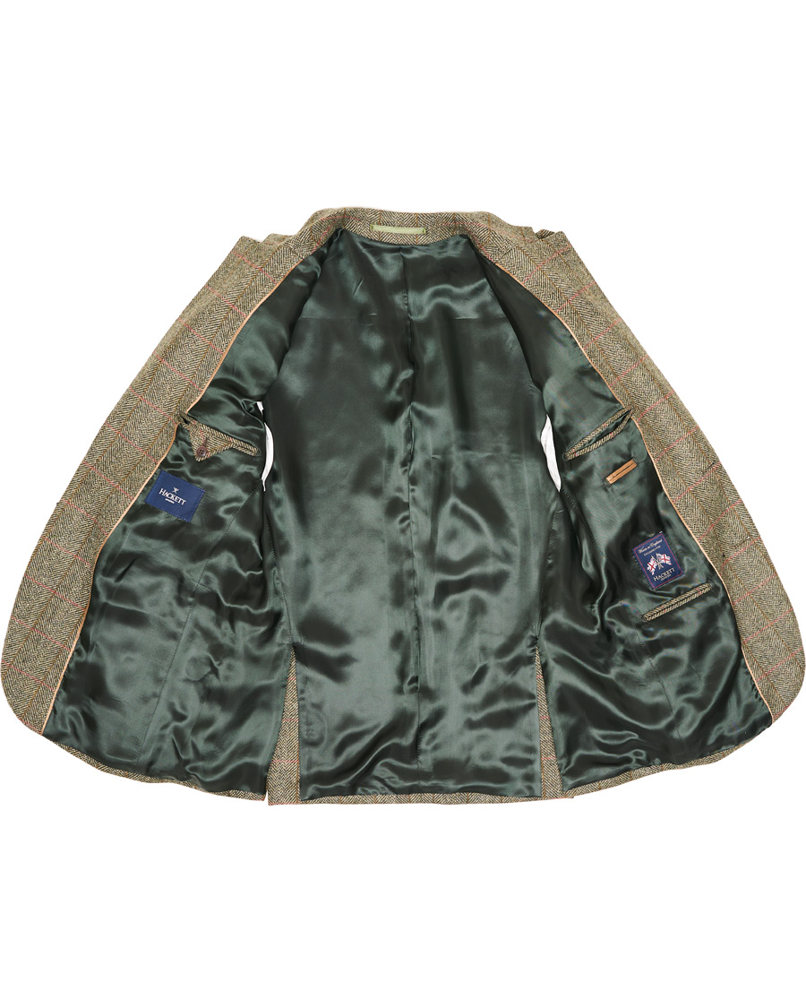 Herr | Kavajer | Hackett | Herringbone Checked Tweed Blazer Green