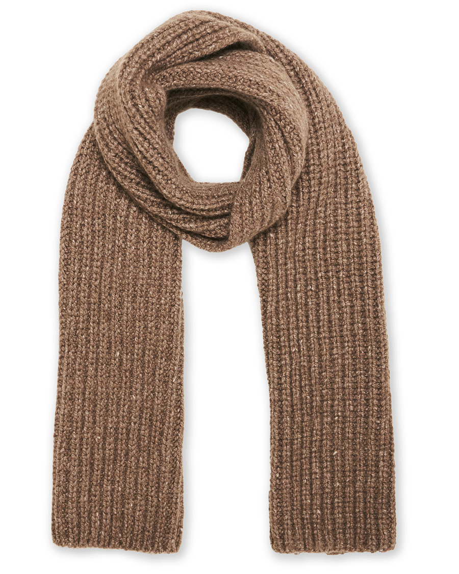 Herr | Johnstons of Elgin Heavy Knitted Cashmere Scarf Otter Mix | Johnstons of Elgin | Heavy Knitted Cashmere Scarf Otter Mix