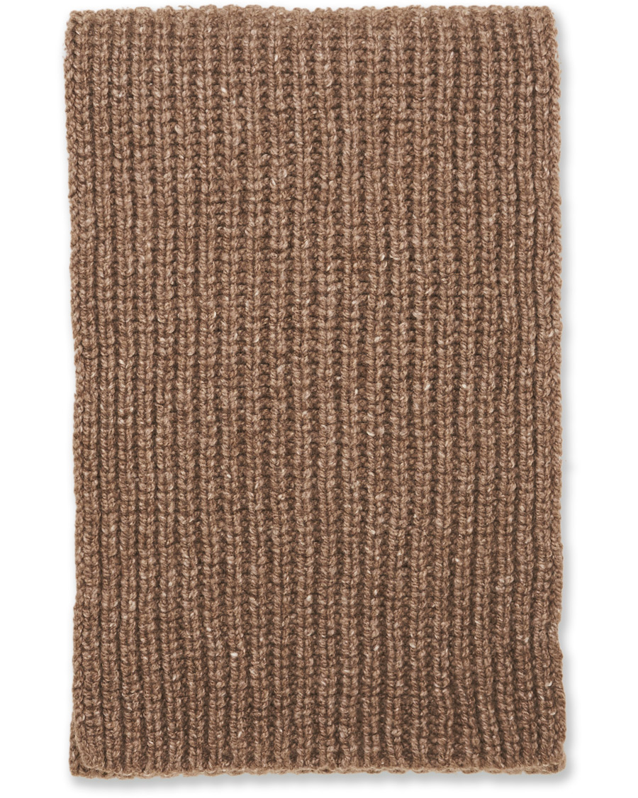 Herr | Johnstons of Elgin Heavy Knitted Cashmere Scarf Otter Mix | Johnstons of Elgin | Heavy Knitted Cashmere Scarf Otter Mix