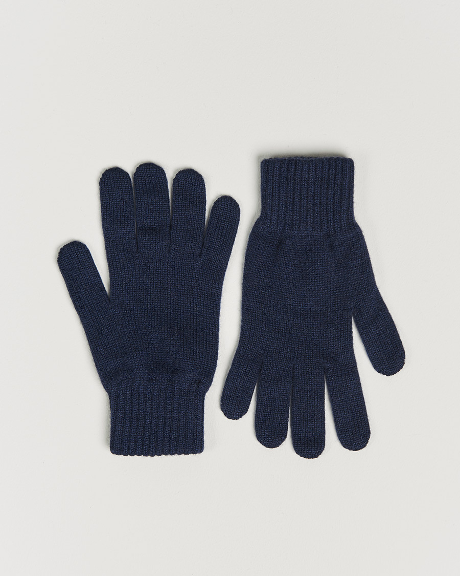 Herr | Johnstons of Elgin Knitted Cashmere Gloves Navy | Johnstons of Elgin | Knitted Cashmere Gloves Navy