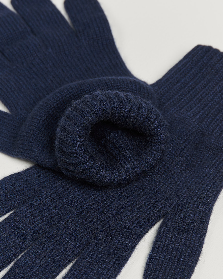 Herr | Handskar | Johnstons of Elgin | Knitted Cashmere Gloves Navy