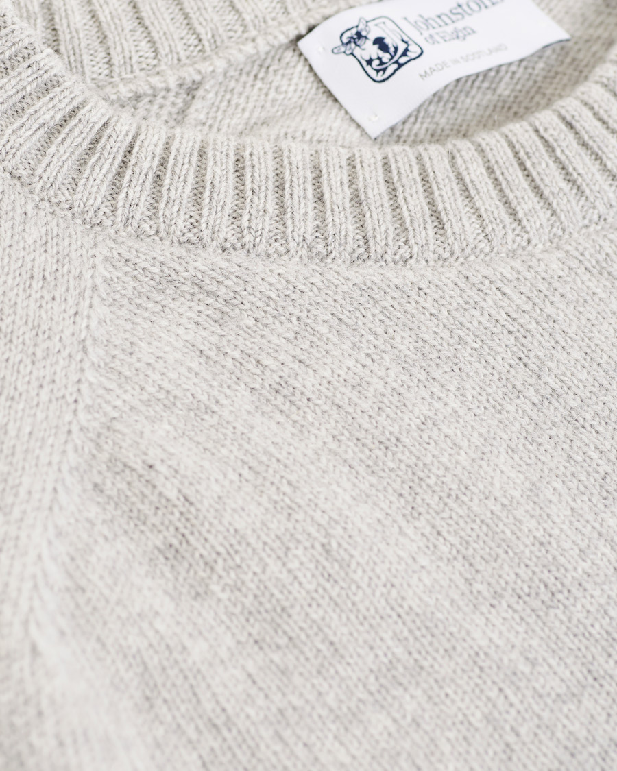 Herr | Tröjor | Johnstons of Elgin | Knitted Wool/Cashmere Raglan Crew Neck Silver Grey