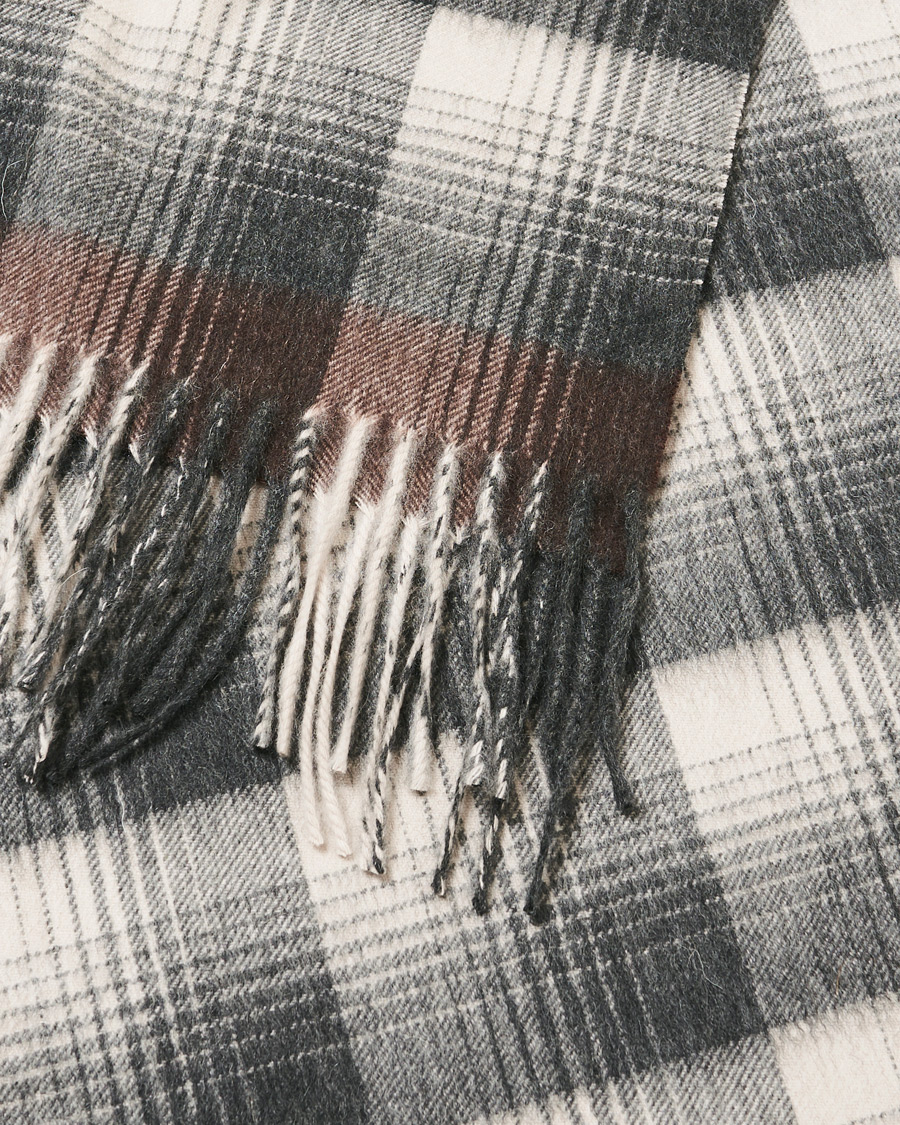 Herr | Begg & Co Arran Checked Cashmere Scarf Oyster Grey | Begg & Co | Arran Checked Cashmere Scarf Oyster Grey