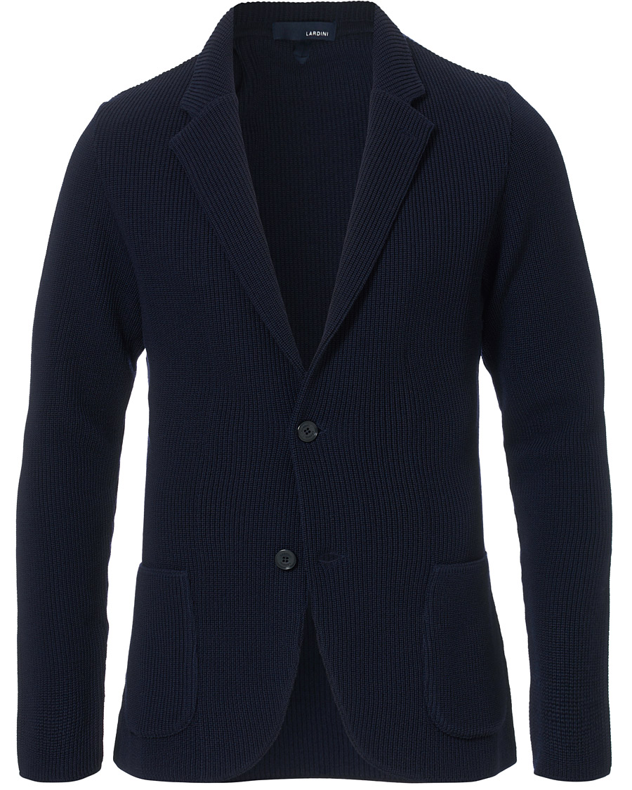 Herr | Kavajer | Lardini | Knitted Wool Blazer Navy