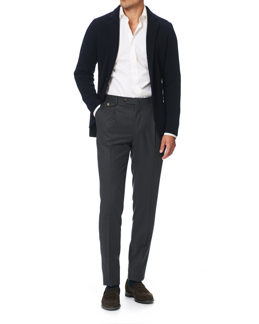 Herr | Kavajer | Lardini | Knitted Wool Blazer Navy