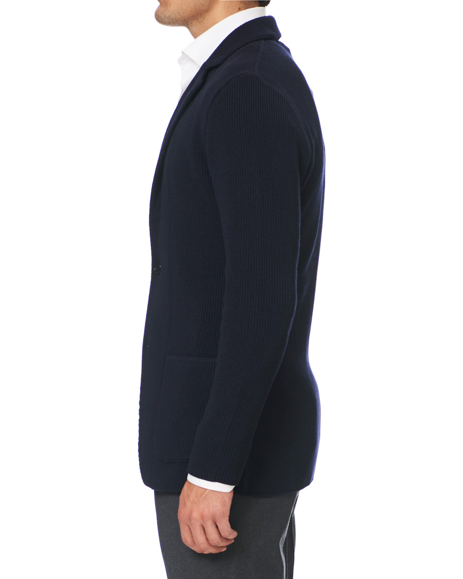 Herr | Kavajer | Lardini | Knitted Wool Blazer Navy