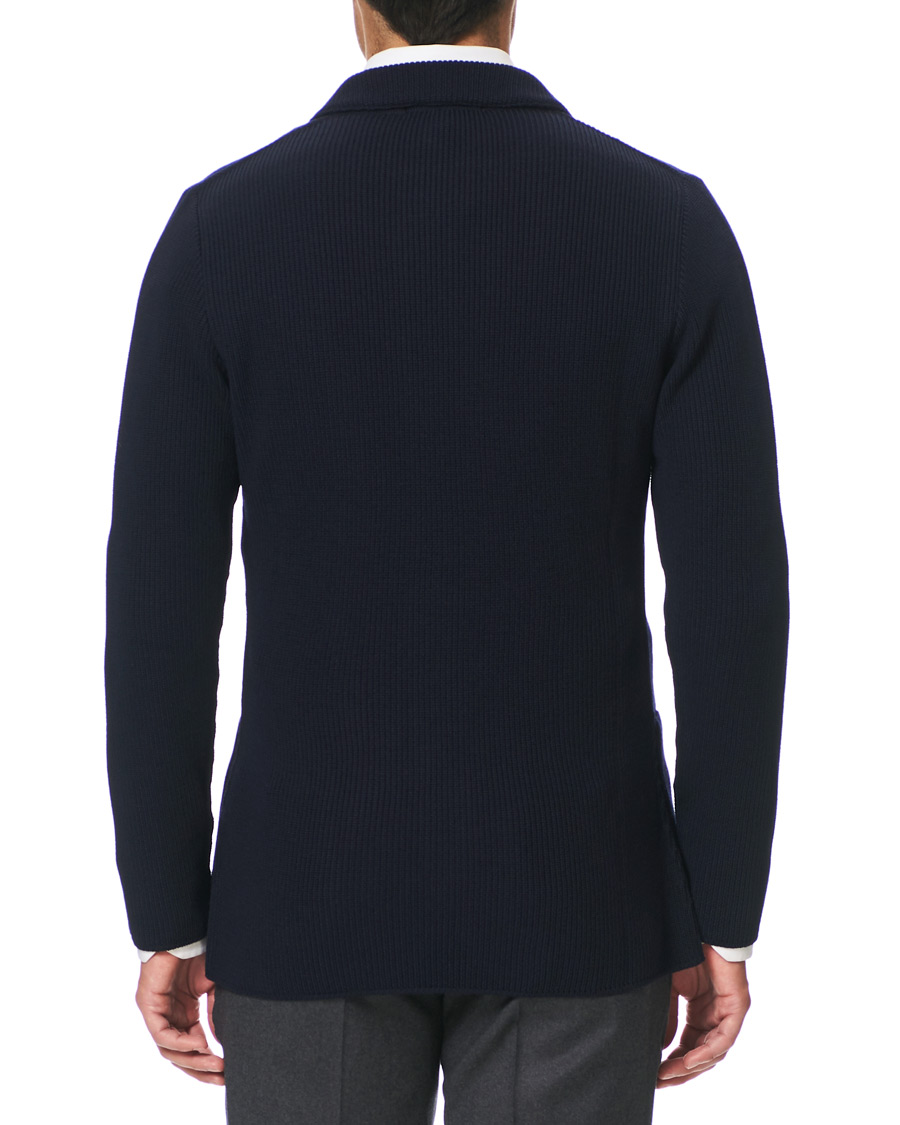 Herr | Kavajer | Lardini | Knitted Wool Blazer Navy