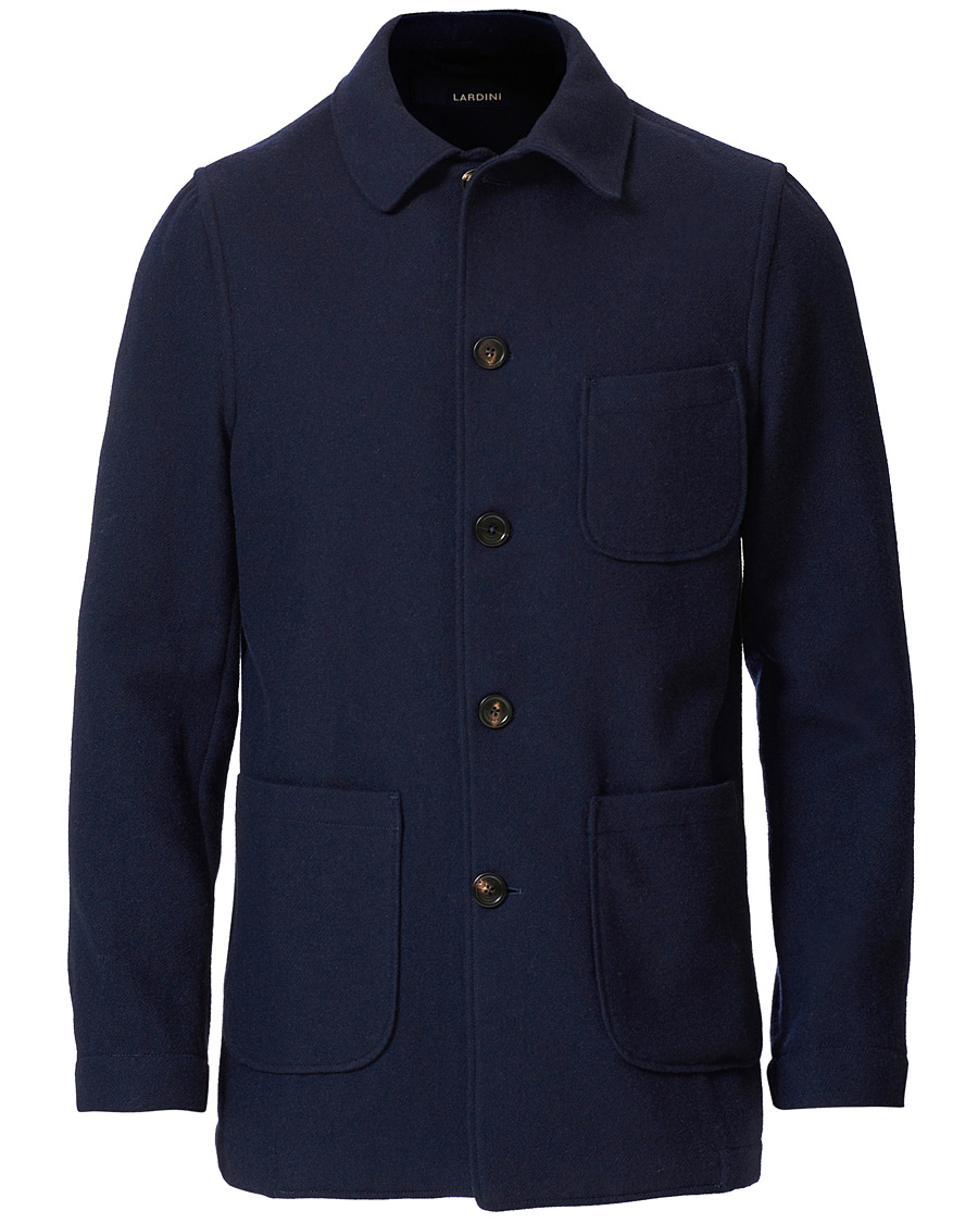 Herr | Skjortor | Lardini | Wool Overshirt Navy