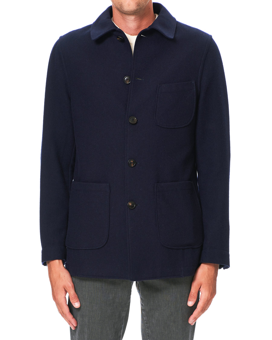 Herr | Skjortor | Lardini | Wool Overshirt Navy