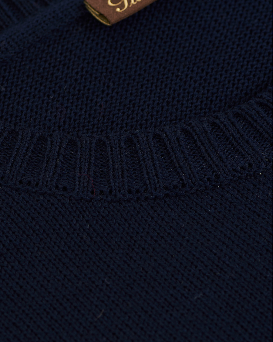 Herr | Tröjor | Stenströms | Heavy Knitted Merino Crew Neck Navy