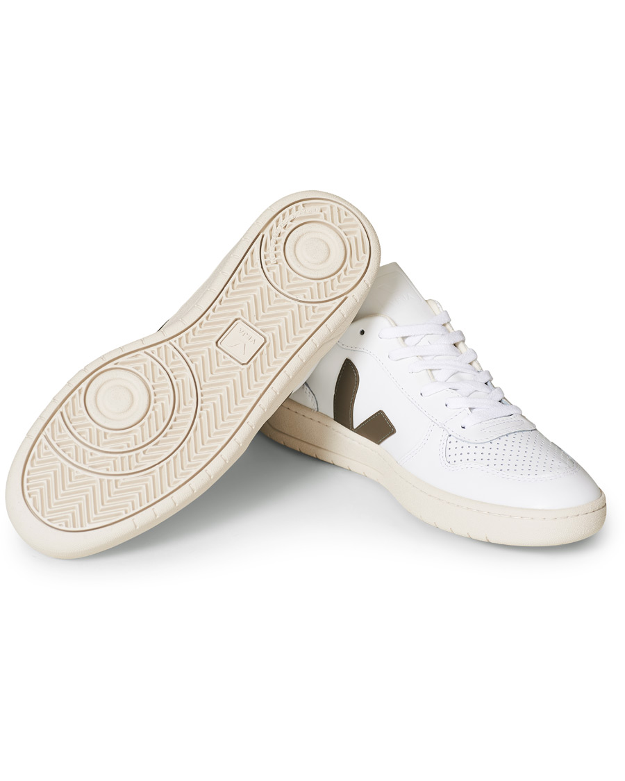 Herr | Veja V-10 Leather Sneaker Extra White/Kaki Indigo | Veja | V-10 Leather Sneaker Extra White/Kaki Indigo