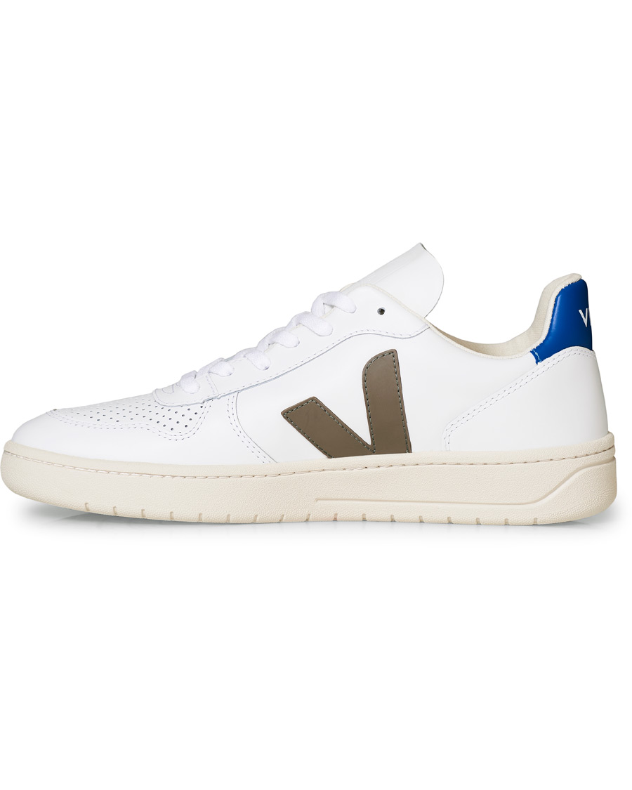 Herr | Veja V-10 Leather Sneaker Extra White/Kaki Indigo | Veja | V-10 Leather Sneaker Extra White/Kaki Indigo