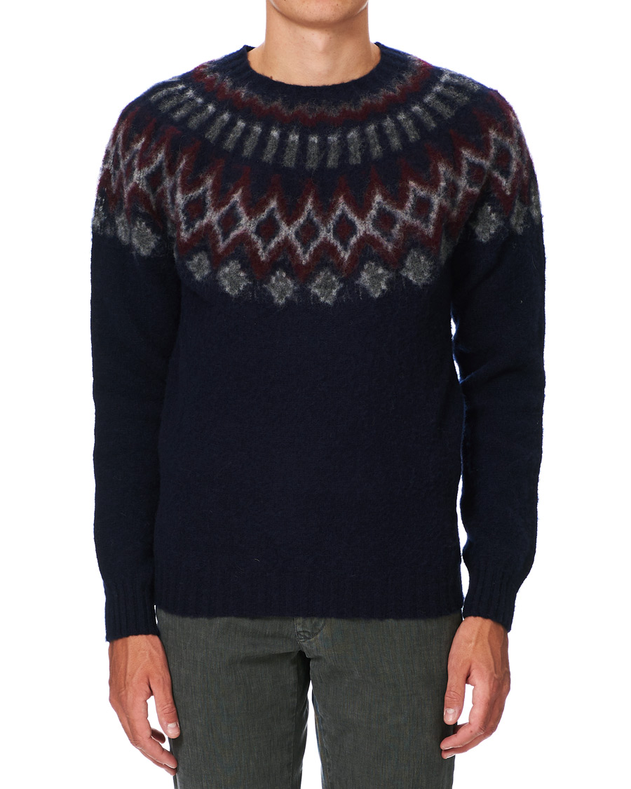 Herr | Tröjor | Howlin' | Brushed Wool Fair Isle Crew Sweater Navy