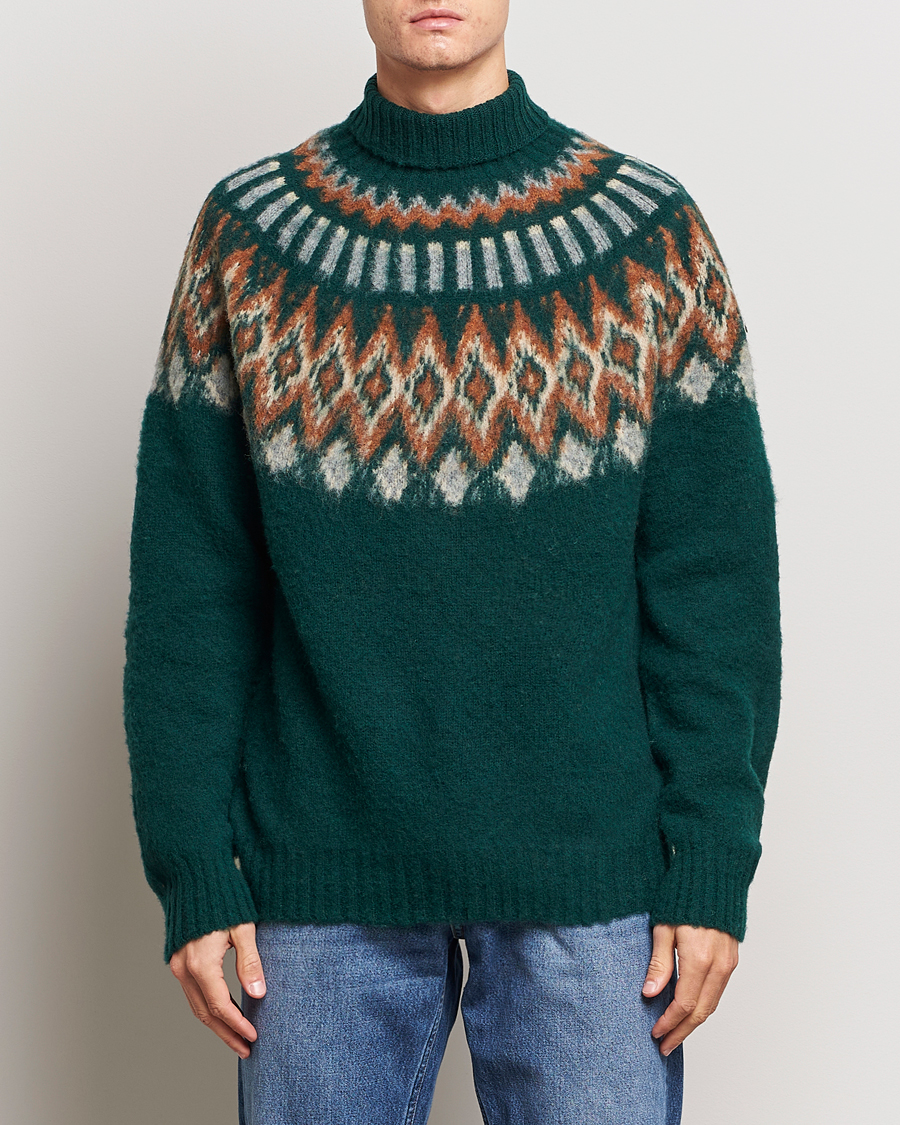 Herr | Tröjor | Howlin' | Brushed Wool Fair Isle Roll Neck Forest