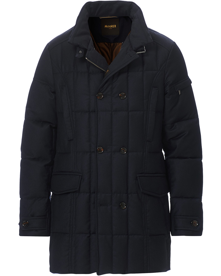 Herr | Jackor | MooRER | Padded Flannel Double Breasted Coat Navy