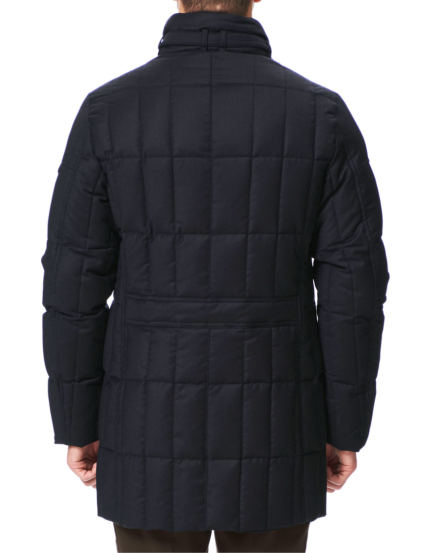 Herr | Jackor | MooRER | Padded Flannel Double Breasted Coat Navy