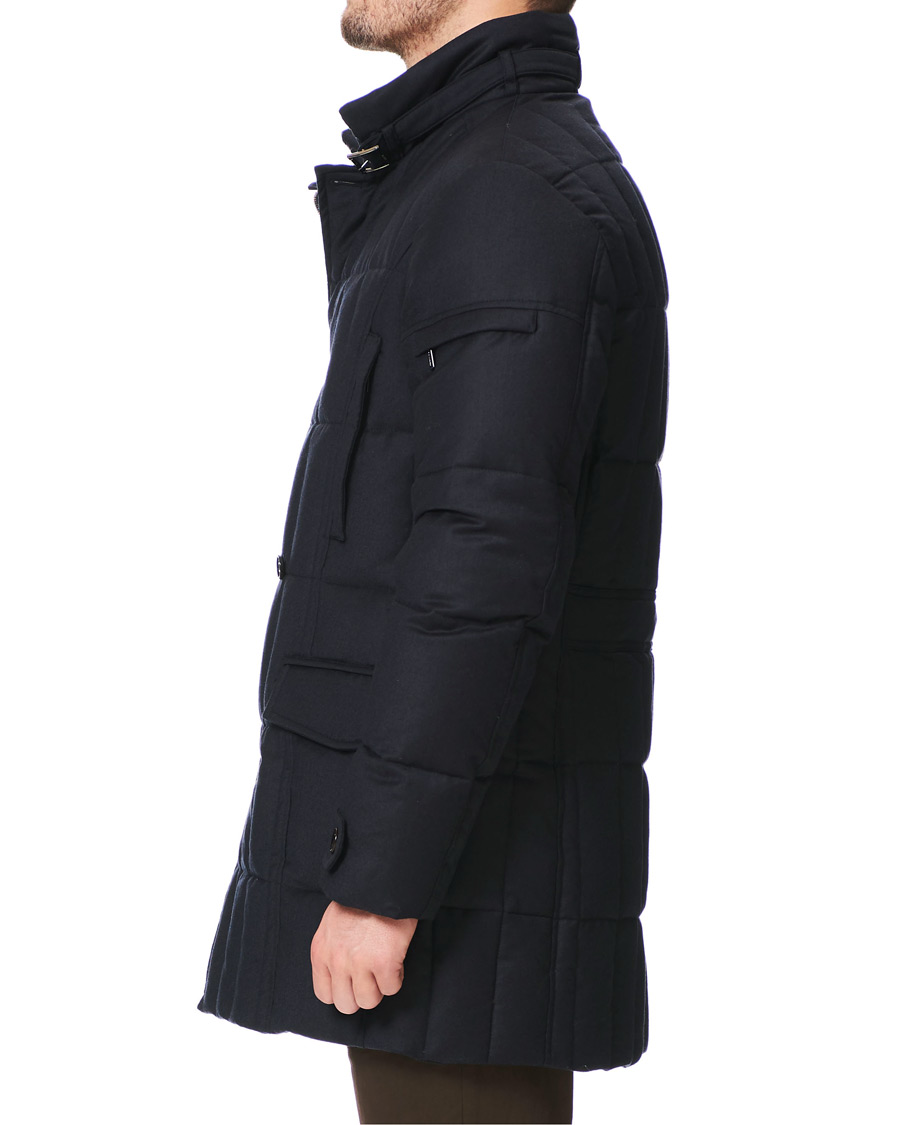 Herr | Jackor | MooRER | Padded Flannel Double Breasted Coat Navy