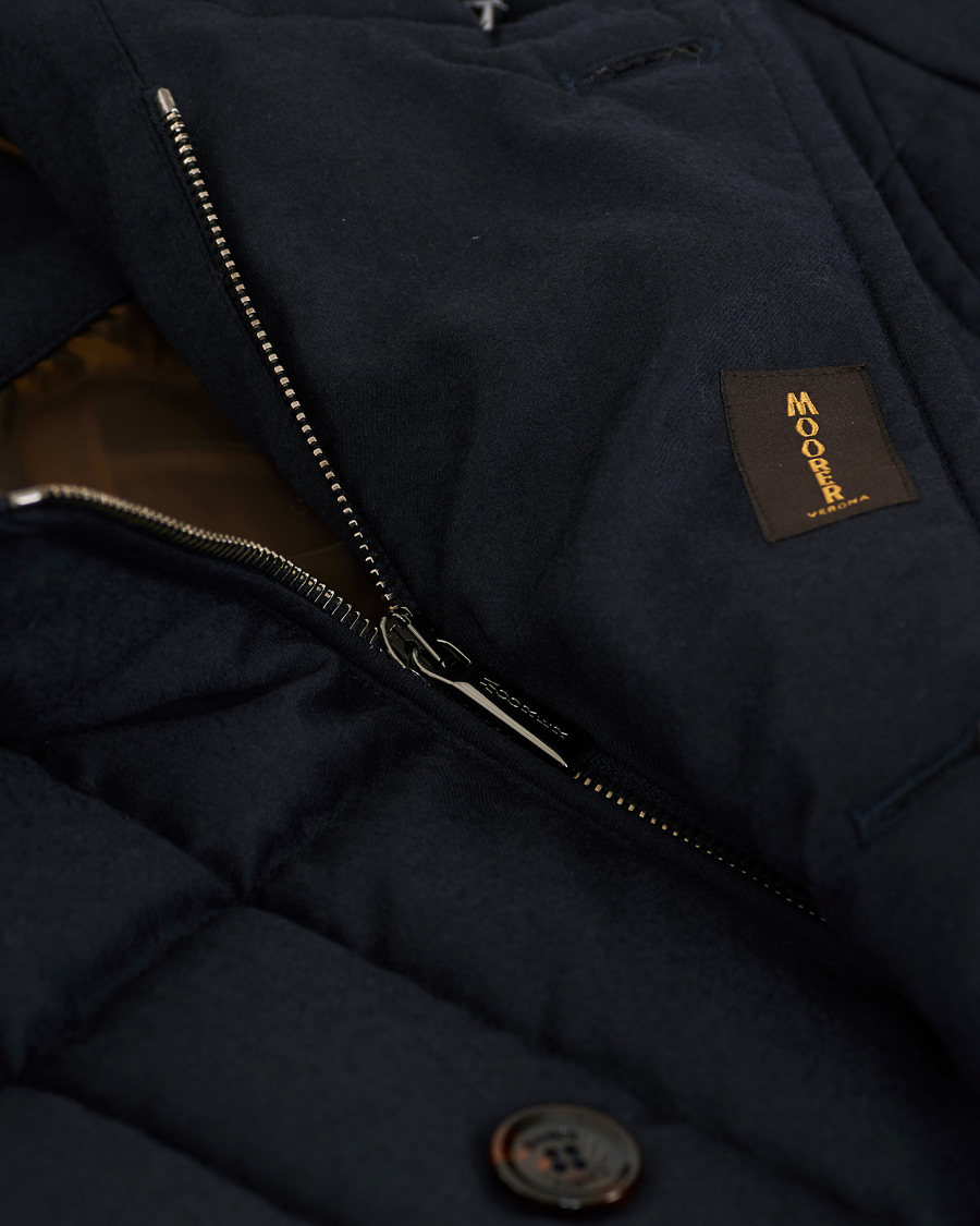 Herr | Jackor | MooRER | Padded Flannel Double Breasted Coat Navy