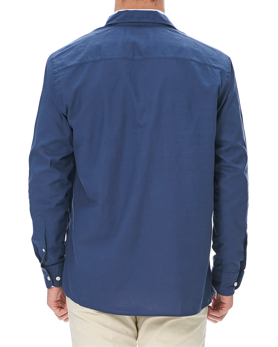 Herr | Skjortor | Eton | Slim Fit Cotton Half Zip Shirt Blue