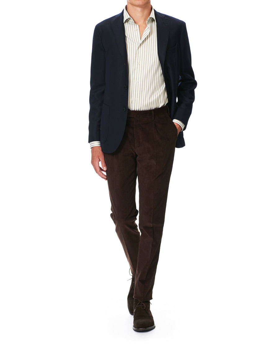 Herr | Skjortor | Eton | Slim Fit Bengal Striped Cut Away Shirt Green