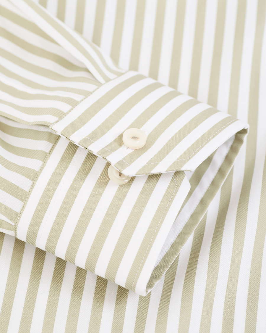 Herr | Skjortor | Eton | Slim Fit Bengal Striped Cut Away Shirt Green