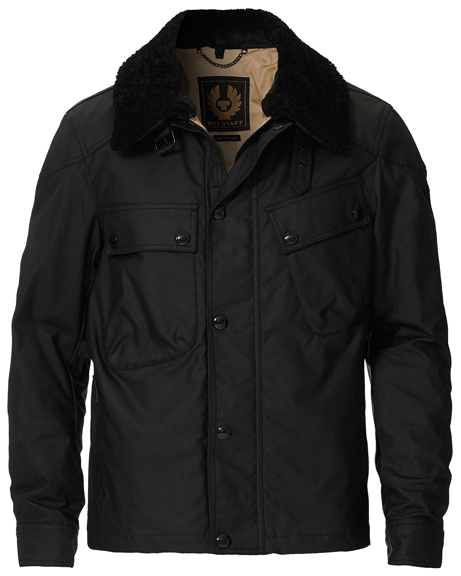 Herr | Jackor | Belstaff | Patrol Waxed Sherling Jacket Black