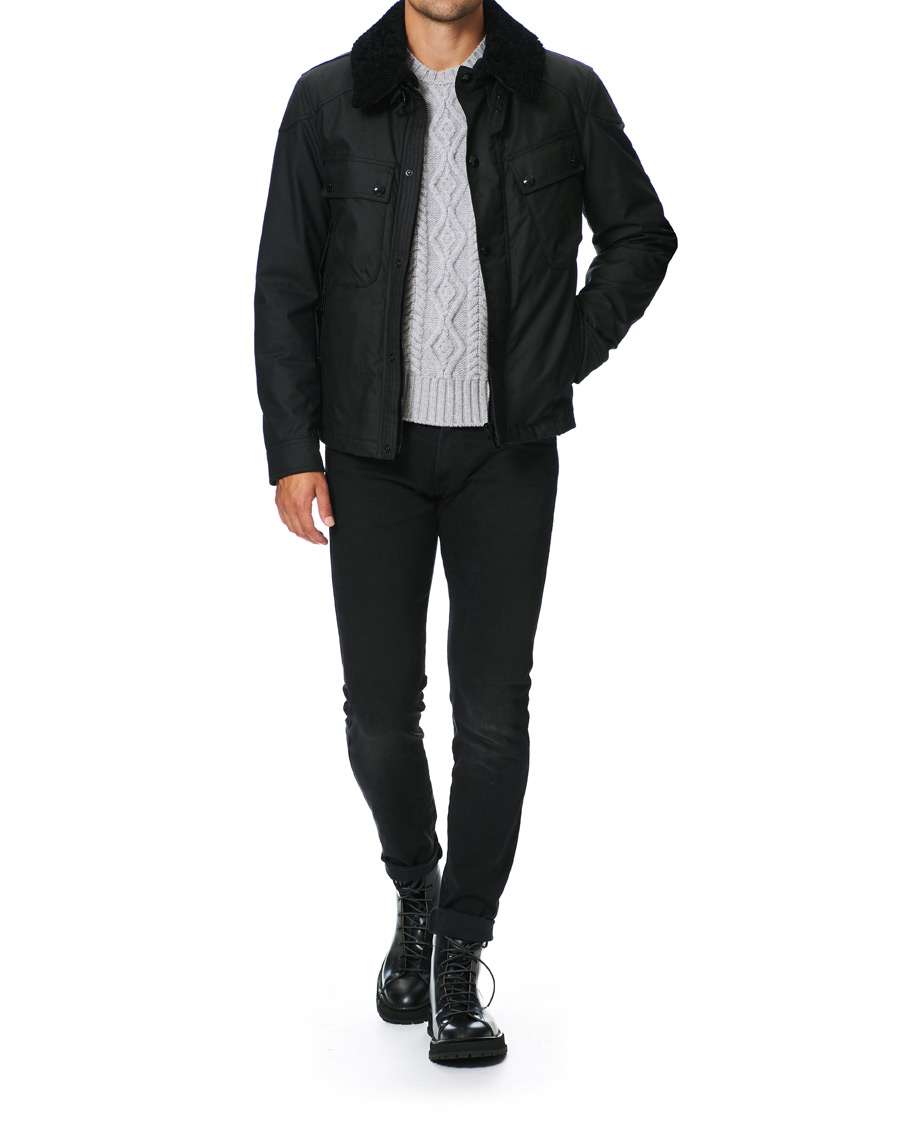 Herr | Jackor | Belstaff | Patrol Waxed Sherling Jacket Black