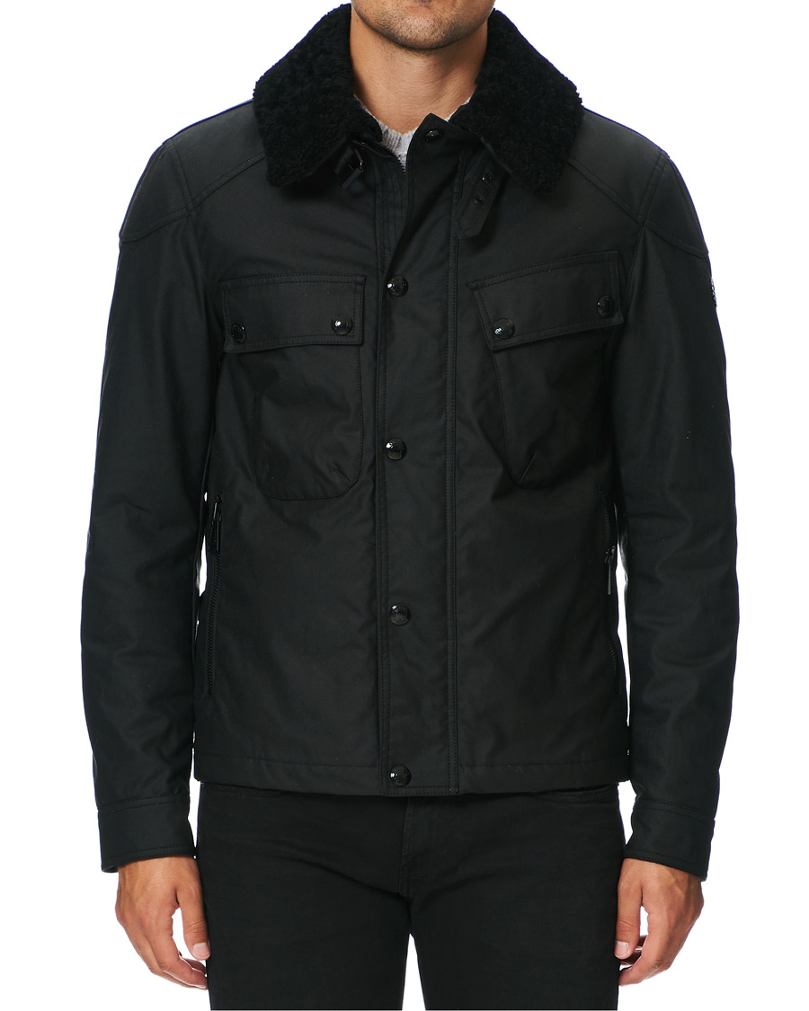 Herr | Jackor | Belstaff | Patrol Waxed Sherling Jacket Black