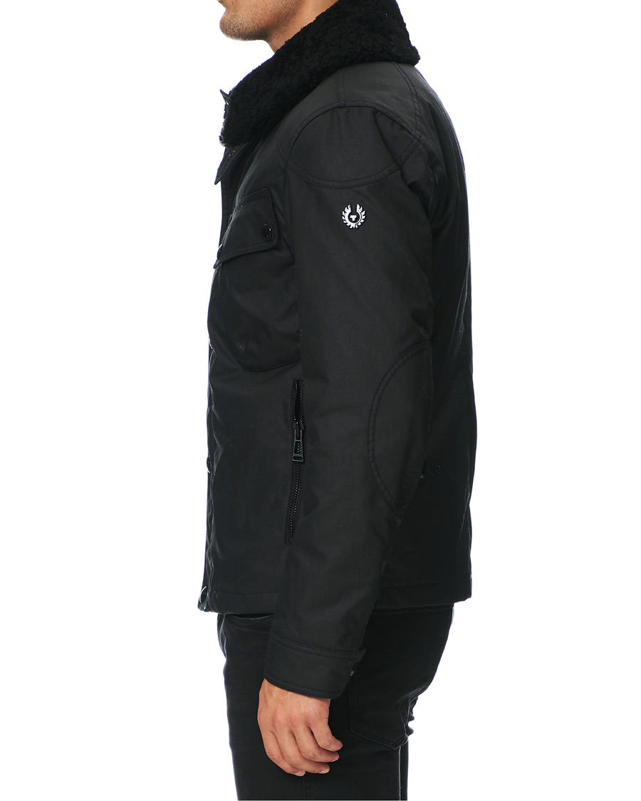 Herr | Jackor | Belstaff | Patrol Waxed Sherling Jacket Black
