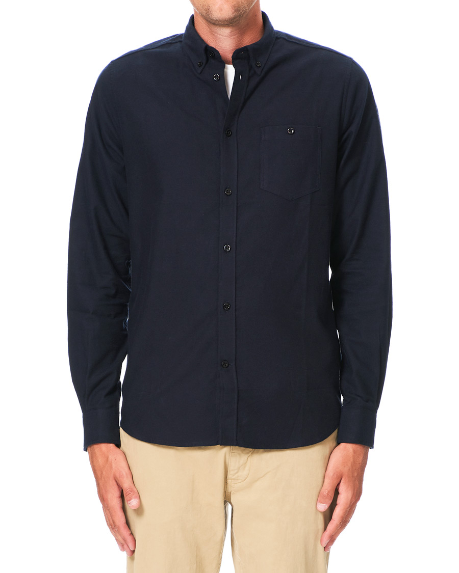 Herr | Skjortor | Norse Projects | Anton Brushed Flannel Shirt Dark Navy