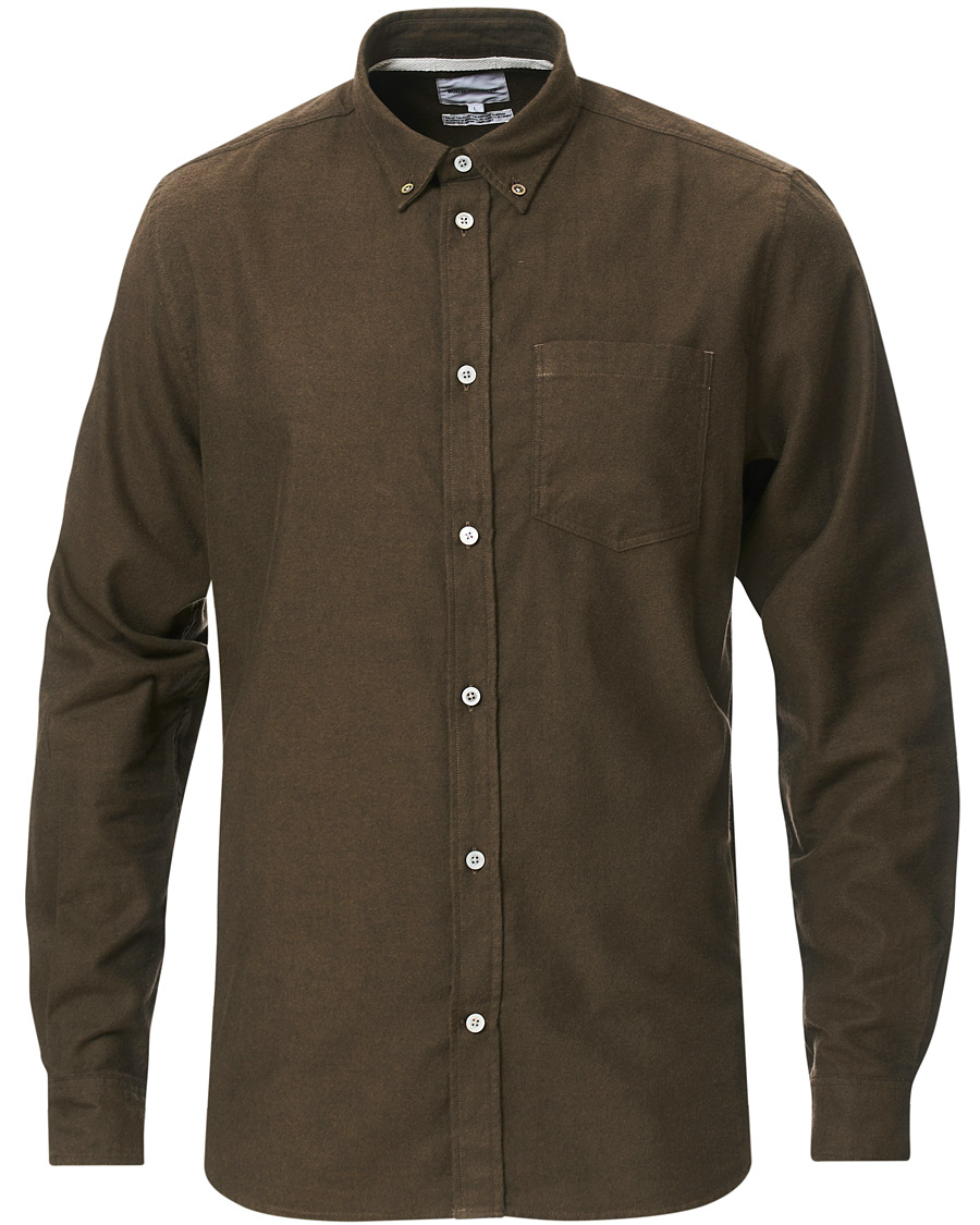 Herr | Skjortor | Norse Projects | Anton Brushed Flannel Shirt Dark Green