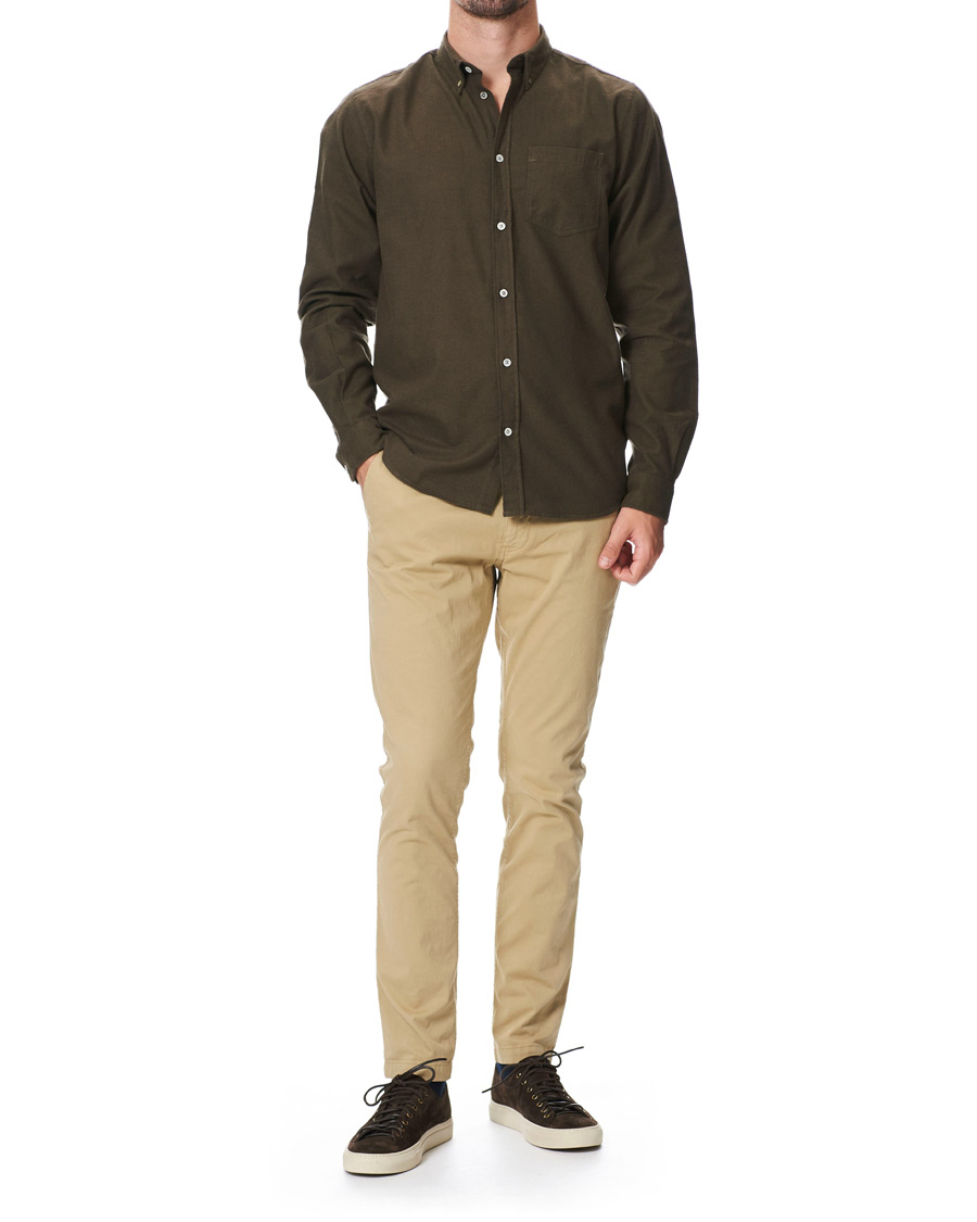 Herr | Skjortor | Norse Projects | Anton Brushed Flannel Shirt Dark Green
