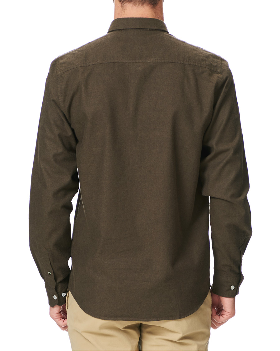Herr | Skjortor | Norse Projects | Anton Brushed Flannel Shirt Dark Green