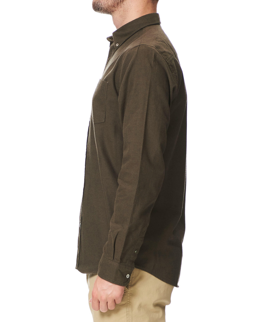 Herr | Skjortor | Norse Projects | Anton Brushed Flannel Shirt Dark Green